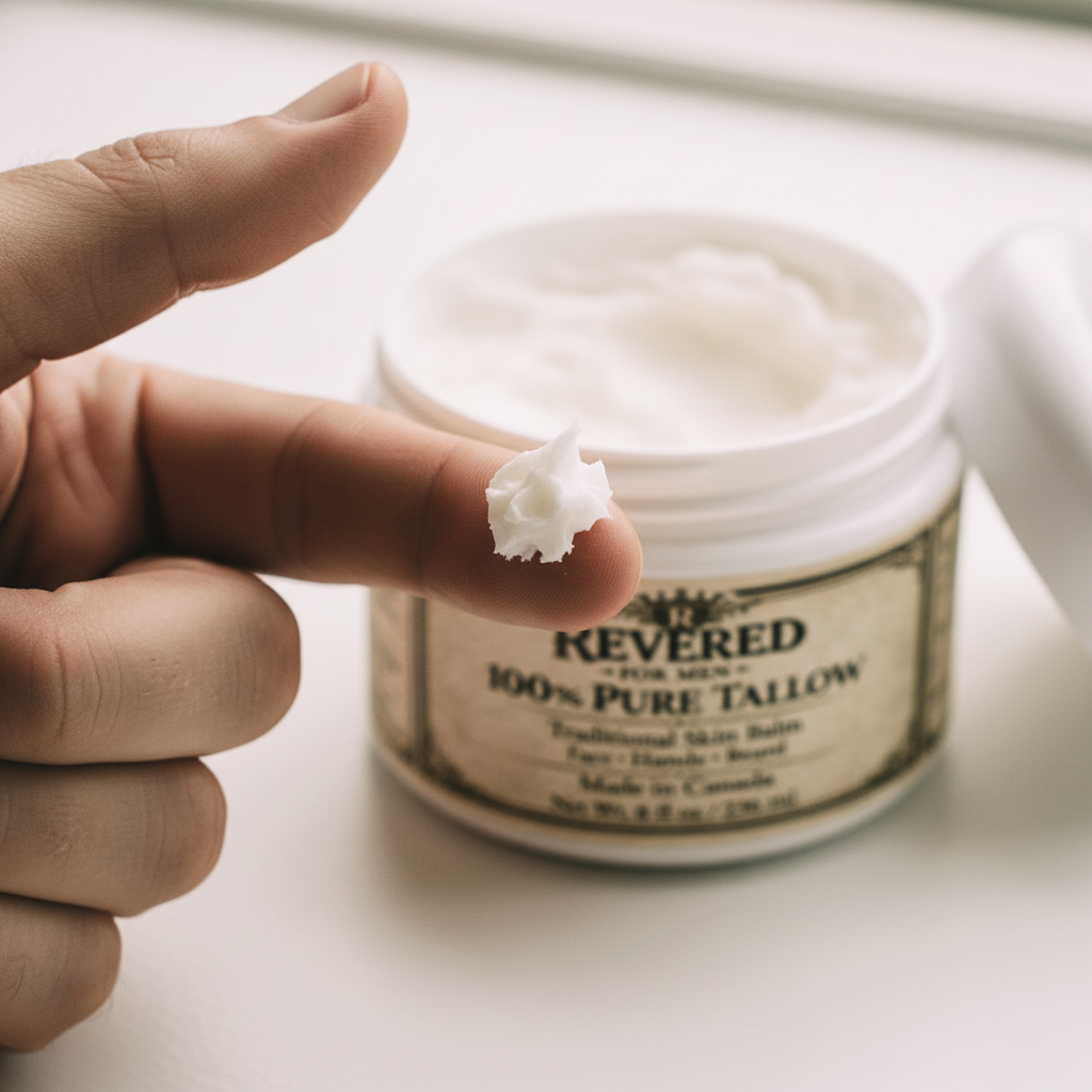Small dab of whipped tallow on fingertips